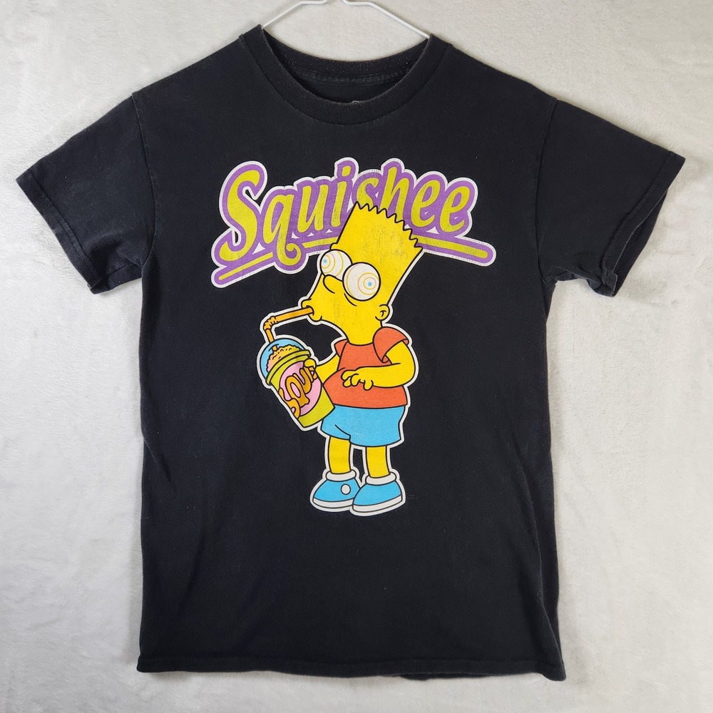 The Simpsons Bart Squishee Graphic T‎ Shirt Mens Small Black Cartoon Tee